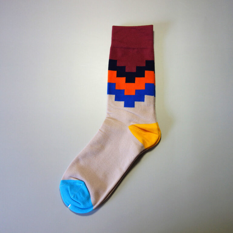 Custom Dress Sock for business gifts with checkered stairs