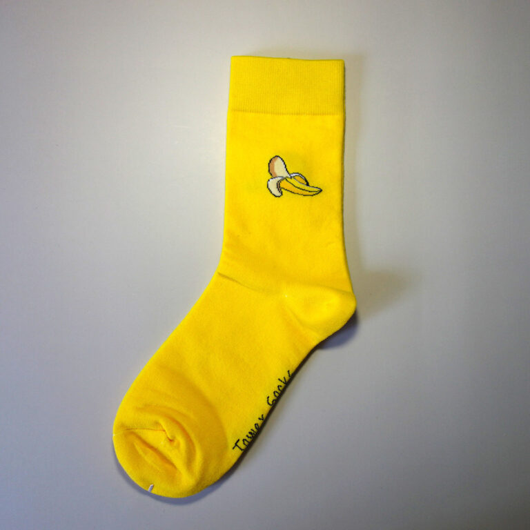 A custom made banana sock. Base color: yellow.