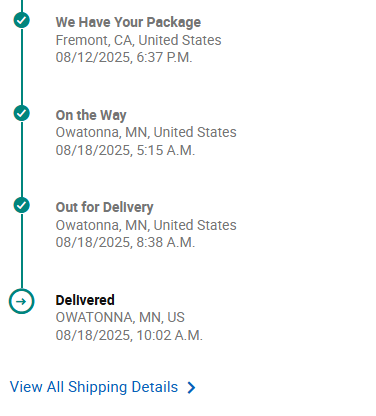 UPS Tracking Detail for a custom logo sock package